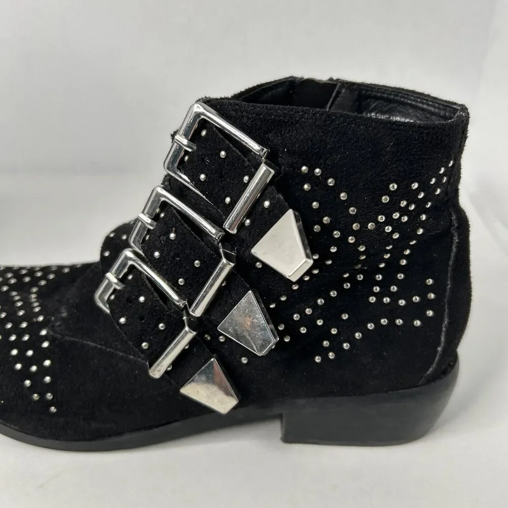 Women's  Diba True  Studded Black Leather Ankle Boots‎ Sz 8.5M EUC